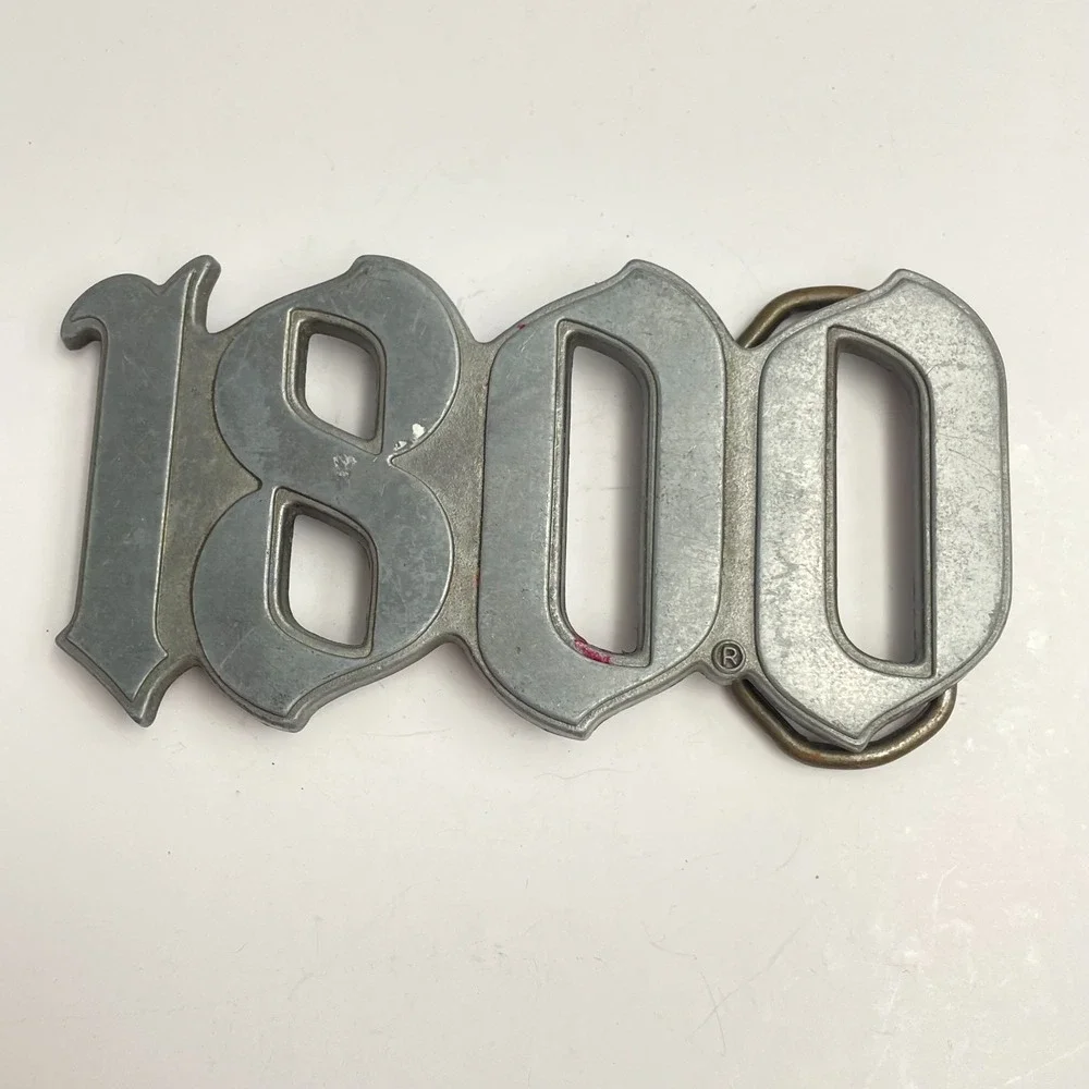 Vintage 90s Y2K 1800 Tequila Belt Buckle Silver Tone Metal Logo Promo Rare Goth